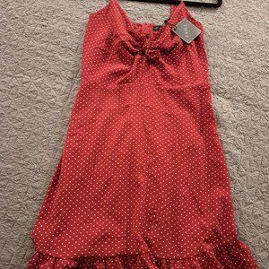 Red and white polka dot dress